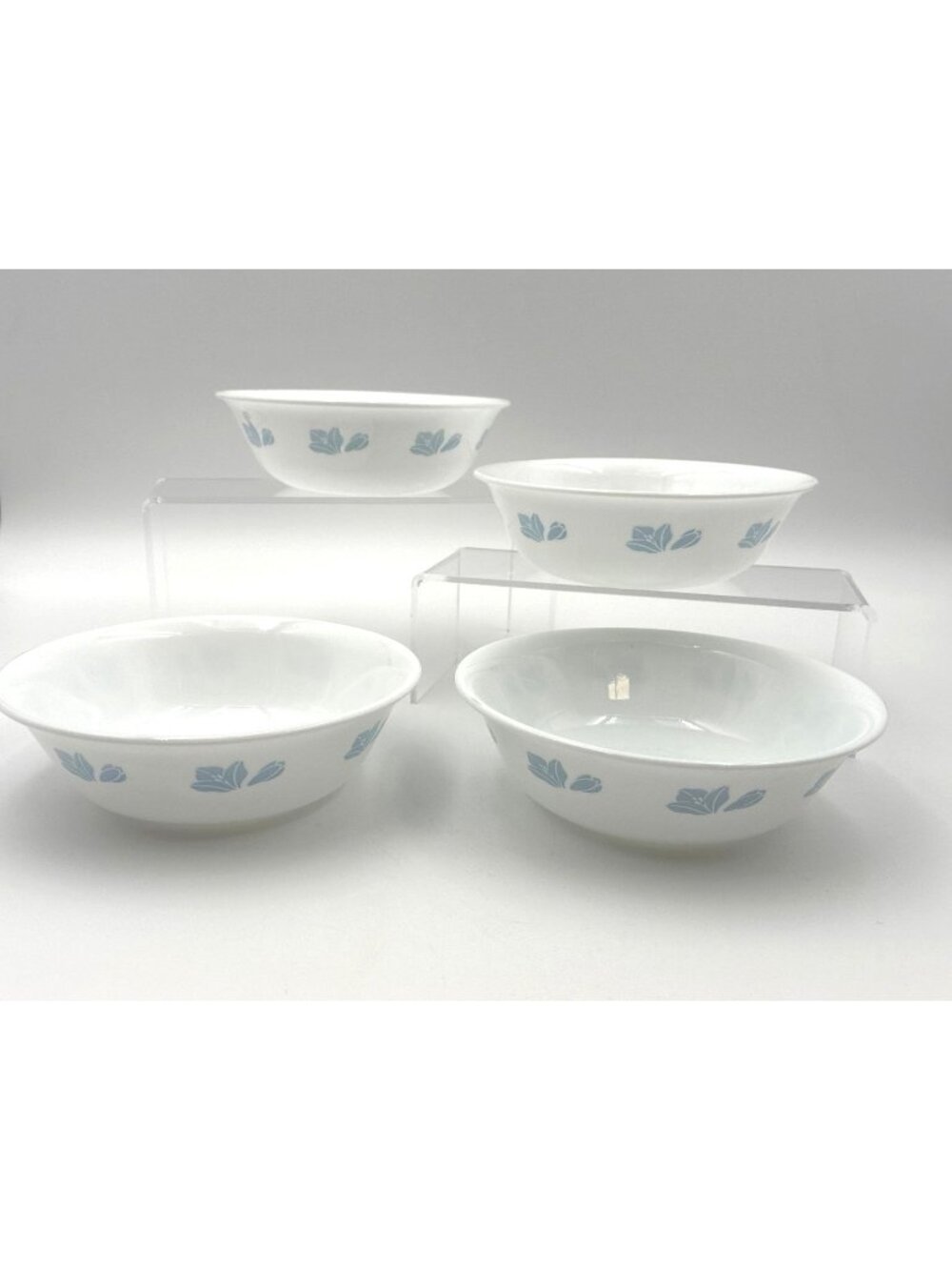 Corelle Friendship Pattern Set of 4 Soup Cereal Bowls 6.25" Blue Tulip Flower